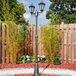 Luminaires Rustiques-hofstein Lignac Réverbère, Eclairage de chemin Noir, Argenté, 2 lumières