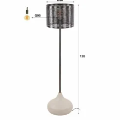 hofstein Lilleballe Lampadaire Crème, Gris, 1 lumière* Lampadaires Et Lampes Sur Pied