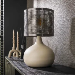 hofstein Lilleballe Lampe à poser Crème, Gris, 1 lumière* Lampes À Poser