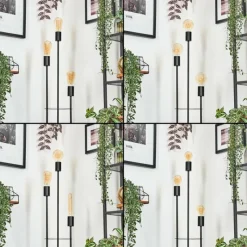 hofstein Limmingen Lampadaire Bois foncé, Noir, 3 lumières