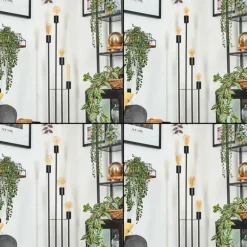 hofstein Limmingen Lampadaire Bois clair, Noir, 4 lumières