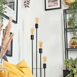 hofstein Limmingen Lampadaire Bois clair, Noir, 4 lumières