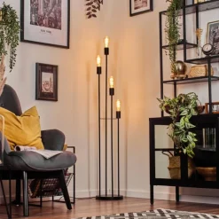 hofstein Limmingen Lampadaire Noir, 4 lumières