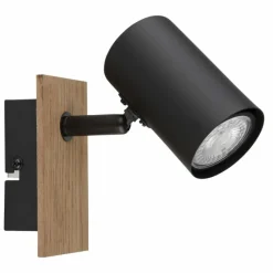 Lampes En Bois-Luminaires Globo Lighting Linca Plafonnier, Spot de plafond, Applique murale, Spot mural Écru, Noir, 1 lumière