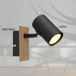 Lampes En Bois-Luminaires Globo Lighting Linca Plafonnier, Spot de plafond, Applique murale, Spot mural Écru, Noir, 1 lumière