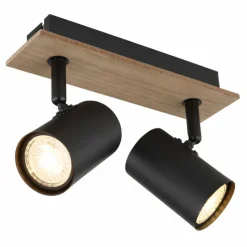 Lampes En Bois-Luminaires Globo Lighting Linca Plafonnier, Spot de plafond, Applique murale, Spot mural Écru, Noir, 2 lumières