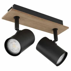 Lampes En Bois-Luminaires Globo Lighting Linca Plafonnier, Spot de plafond, Applique murale, Spot mural Écru, Noir, 2 lumières