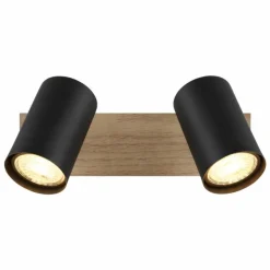 Lampes En Bois-Luminaires Globo Lighting Linca Plafonnier, Spot de plafond, Applique murale, Spot mural Écru, Noir, 2 lumières