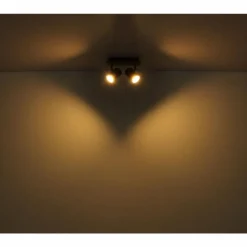 Lampes En Bois-Luminaires Globo Lighting Linca Plafonnier, Spot de plafond, Applique murale, Spot mural Écru, Noir, 2 lumières