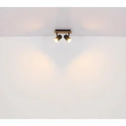 Lampes En Bois-Luminaires Globo Lighting Linca Plafonnier, Spot de plafond, Applique murale, Spot mural Écru, Noir, 2 lumières