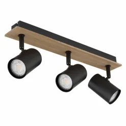 Lampes En Bois-Luminaires Globo Lighting Linca Plafonnier, Spot de plafond, Applique murale, Spot mural Écru, Noir, 3 lumières