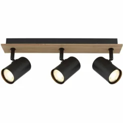 Lampes En Bois-Luminaires Globo Lighting Linca Plafonnier, Spot de plafond, Applique murale, Spot mural Écru, Noir, 3 lumières