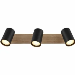 Lampes En Bois-Luminaires Globo Lighting Linca Plafonnier, Spot de plafond, Applique murale, Spot mural Écru, Noir, 3 lumières