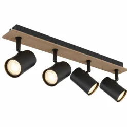 Lampes En Bois-Luminaires Globo Lighting Linca Plafonnier, Spot de plafond, Applique murale, Spot mural Écru, Noir, 4 lumières
