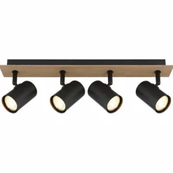 Lampes En Bois-Luminaires Globo Lighting Linca Plafonnier, Spot de plafond, Applique murale, Spot mural Écru, Noir, 4 lumières
