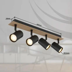 Lampes En Bois-Luminaires Globo Lighting Linca Plafonnier, Spot de plafond, Applique murale, Spot mural Écru, Noir, 4 lumières