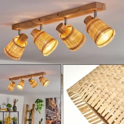 hofstein Lindberg Plafonnier Chrome, Brun clair, 4 lumières