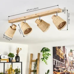 hofstein Lindberg Plafonnier Chrome, Brun clair, 4 lumières