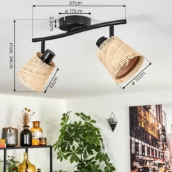 Style Boho-Chic-hofstein Lindberg Plafonnier Noir, 2 lumières