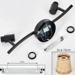 Style Boho-Chic-hofstein Lindberg Plafonnier Noir, 2 lumières