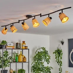 Style Boho-Chic-hofstein Lindberg Plafonnier Noir, 6 lumières