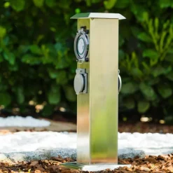 Luminaires Globo Lighting Linden Prises électriques d'extérieur, Accessoire Acier inoxydable, Gris