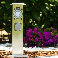 Luminaires Globo Lighting Linden Prises électriques d'extérieur, Accessoire Acier inoxydable, Gris