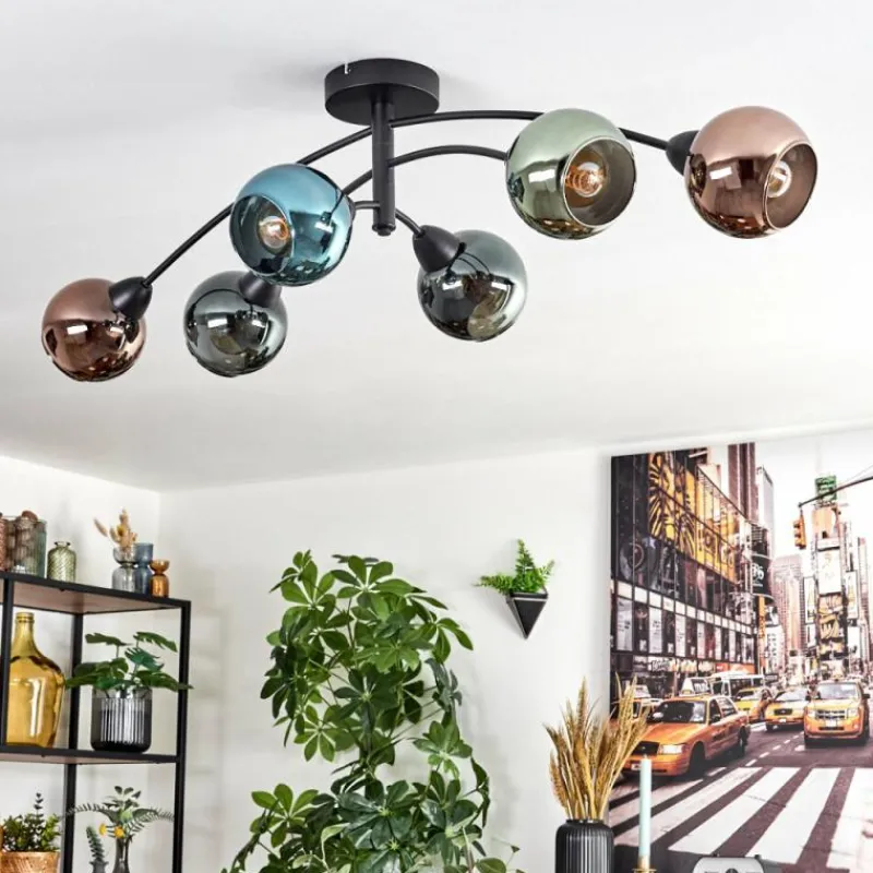 hofstein Linneryd Plafonnier, Boule lumineuse Noir, 6 lumières