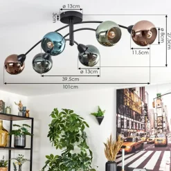 hofstein Linneryd Plafonnier, Boule lumineuse Noir, 6 lumières