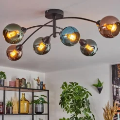 hofstein Linneryd Plafonnier, Boule lumineuse Noir, 6 lumières