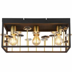 Lampes Dorées-Luminaires Globo Lighting Lisbon Plafonnier Noir, 3 lumières