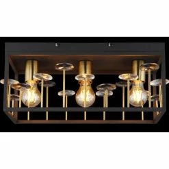 Lampes Dorées-Luminaires Globo Lighting Lisbon Plafonnier Noir, 3 lumières