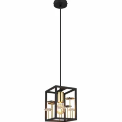 Lampes Dorées-Luminaires Globo Lighting Lisbon Suspension Noir, 1 lumière