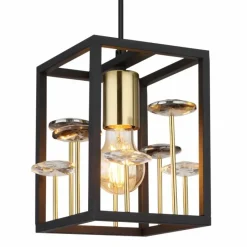 Lampes Dorées-Luminaires Globo Lighting Lisbon Suspension Noir, 1 lumière