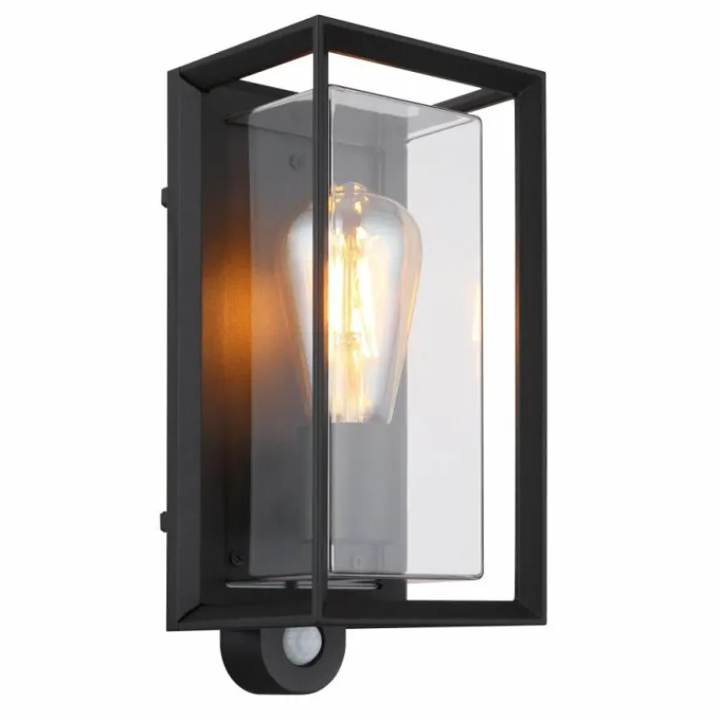 Luminaires Globo Lighting Logana Luminaire extérieur Noir, 1 lumière, Détecteur de mouvement