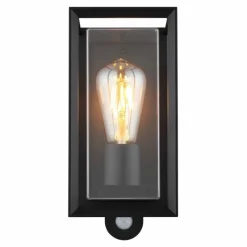 Luminaires Globo Lighting Logana Luminaire extérieur Noir, 1 lumière, Détecteur de mouvement