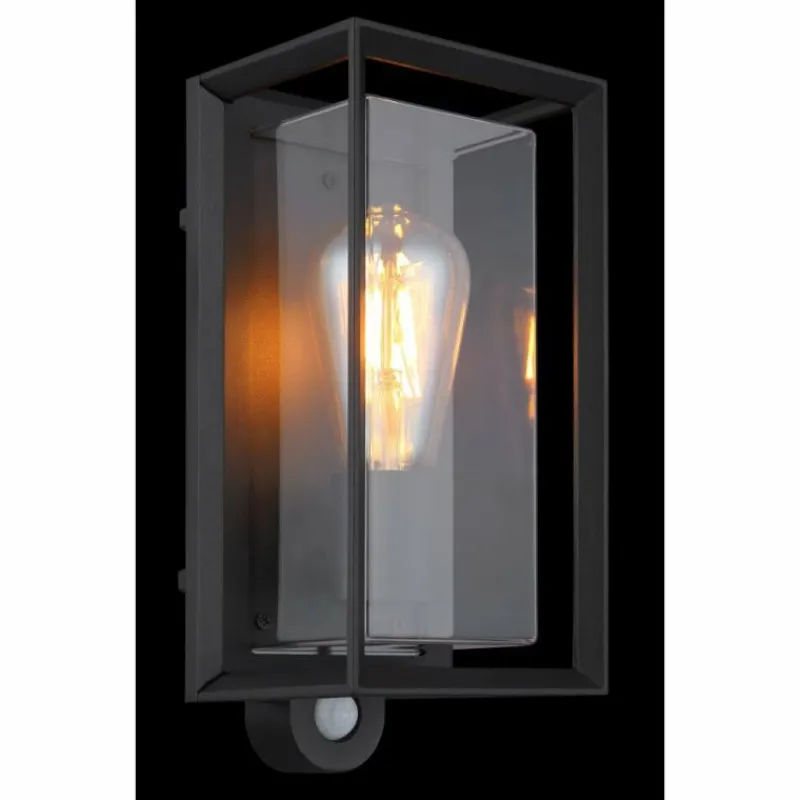 Luminaires Globo Lighting Logana Luminaire extérieur Noir, 1 lumière, Détecteur de mouvement