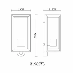 Luminaires Globo Lighting Logana Luminaire extérieur Blanc, 1 lumière, Détecteur de mouvement