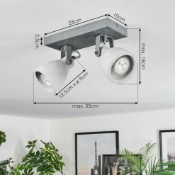 hofstein Lomma Plafonnier Acier brossé, 2 lumières