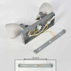 hofstein Lomma Plafonnier Acier brossé, 2 lumières