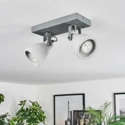 hofstein Lomma Plafonnier Acier brossé, 2 lumières