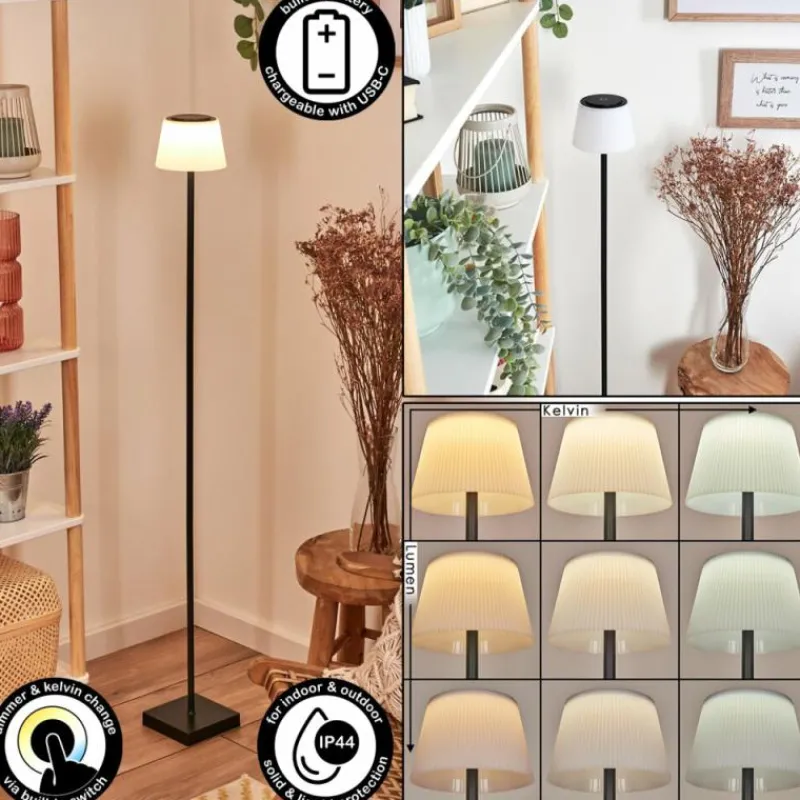 Luminaires Scandinaves-hofstein Longchamps Lampadaire LED Noir, 1 lumière