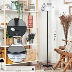 Luminaires Scandinaves-hofstein Longchamps Lampadaire LED Noir, 1 lumière