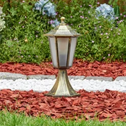 Luminaires Rustiques-hofstein Loria Borne lumineuse Brun, Or, 1 lumière