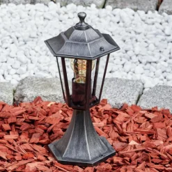 Luminaires Rustiques-hofstein Loria Borne lumineuse Noir, Argenté, 1 lumière