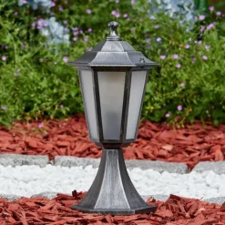 Luminaires Rustiques-hofstein Loria Borne lumineuse Noir, Argenté, 1 lumière