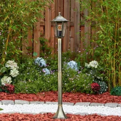 Luminaires Rustiques-hofstein Loria Eclairage de chemin Brun, Or, Noir, 1 lumière