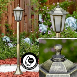 Luminaires Rustiques-hofstein Loria Eclairage de chemin Brun, Or, Noir, 1 lumière