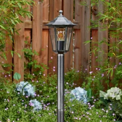 Luminaires Rustiques-hofstein Loria Eclairage de chemin Noir, Argenté, 1 lumière