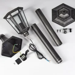 Luminaires Rustiques-hofstein Loria Eclairage de chemin Noir, Argenté, 1 lumière